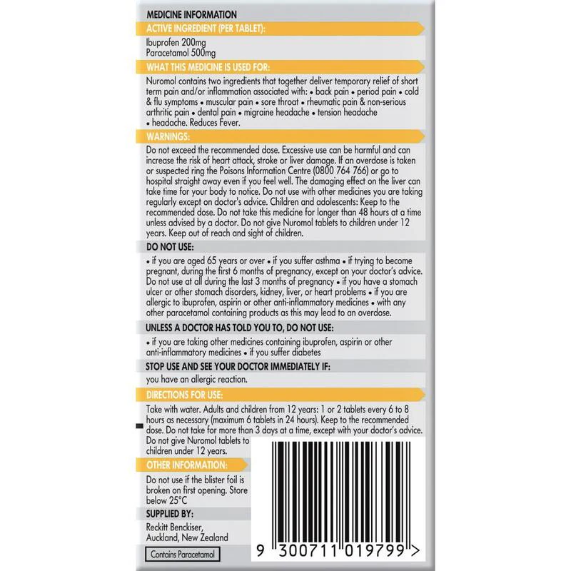 Nuromol Tablets 72s