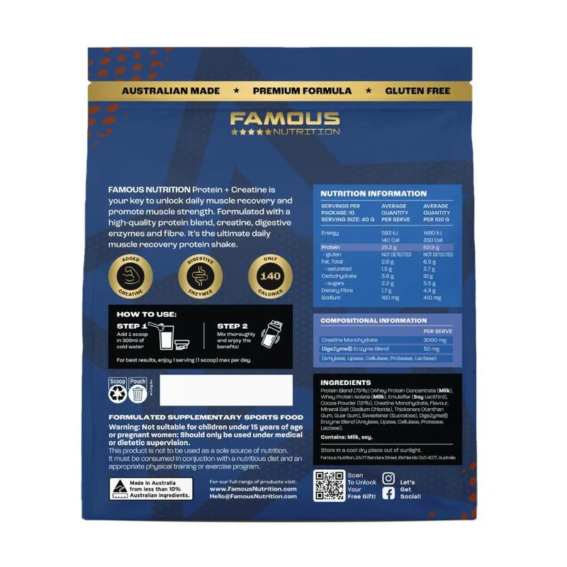 Famous Nutrition Protein + Creatine Chocolate 400g