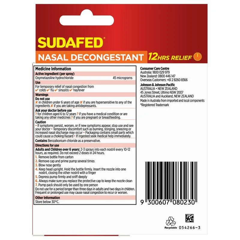 Sudafed Nasal Decongestant Spray 20mL 2pk