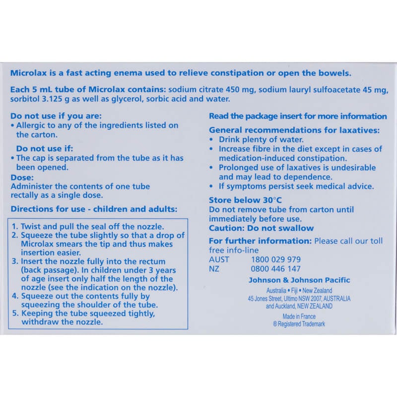 Microlax ENEMA OTC 5ML 4pk