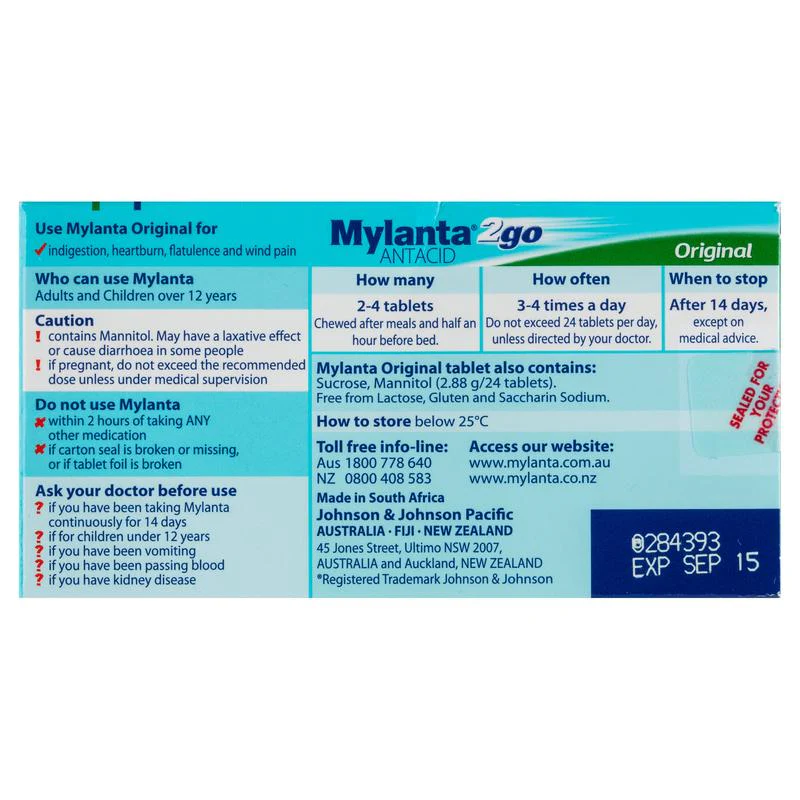Mylanta 2 Go Original Tablets 24s